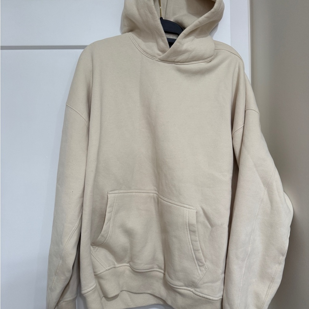 Abercrombie & Fitch Men's Cream Hoodie Trendy Large